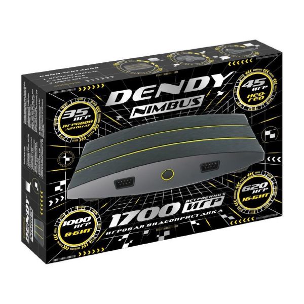 Игровая приставка DENDY Nimbus 1700 игр, контроллер черный/желтый