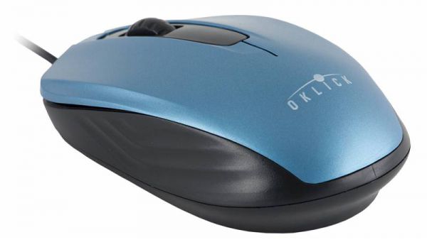 Мышь Oklick 195M синий/черный оптическая (800dpi) USB (2but)