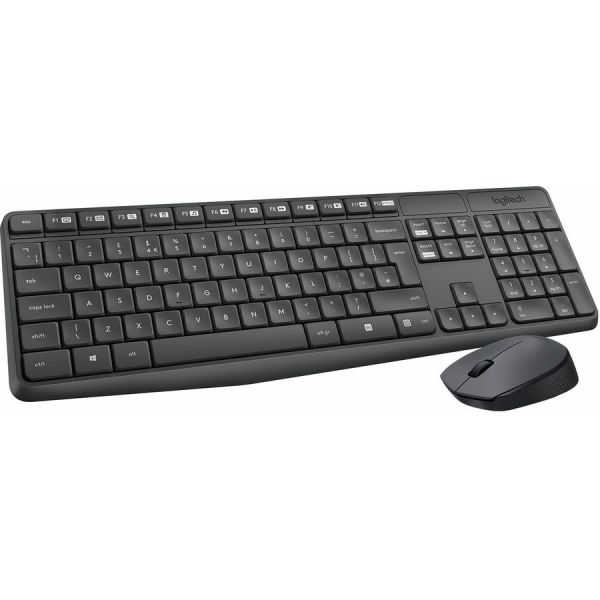 Мышь+Клавиатура Logitech MK235 беспроводной (радиоканал), серый / серый, [920-007948]