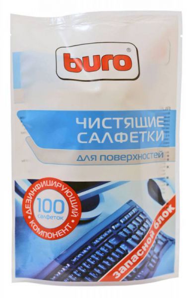 Салфетки Buro BU-Zsurface, 100 шт для поверхностей мягкая упаковка 100шт влажных